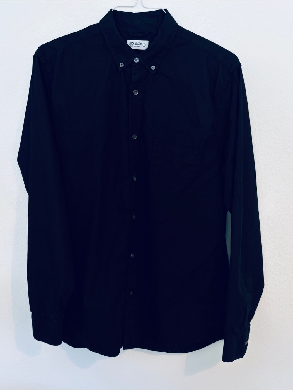 Buck Mason Big Oxford Black Button-Up 100% Cotton Shell Buttons 1 chest Pocket
